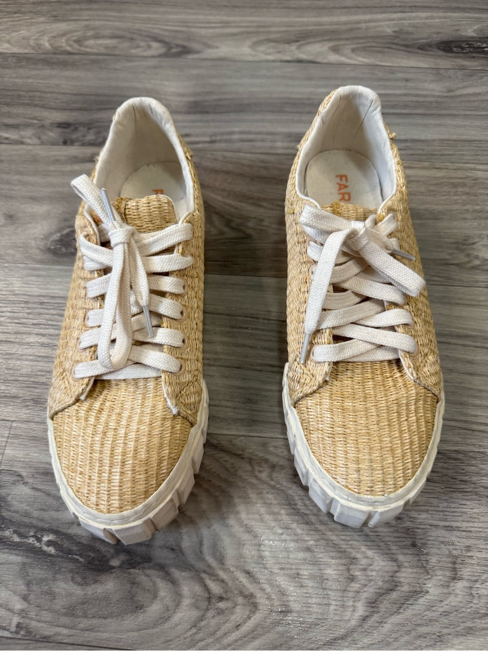 Farm Rio Woven Straw Raffia Platform Sneakers Size 9 EU 40